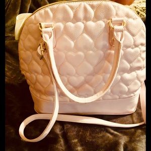 Etsey Johnson pink heart embroidered handbag